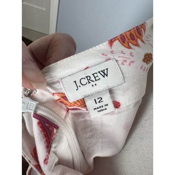 Women's J. Crew White Pink & Orange Floral Midi Skirt | Size 12 - Picture 9 of 9